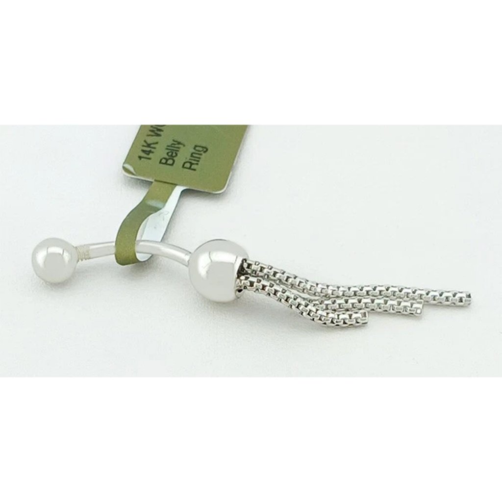 Belly Ring 14k Solid White Gold